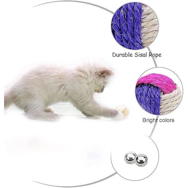 4pcs Interactive Cat Sisal Ball Sisal Ball Pet Cat Foam Ball Sisal Ball Random Color Suitable