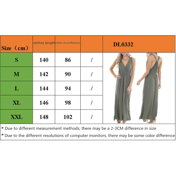Ladies Sleeveless Deep V-neck Loose Solid Color Long Casual Backless Dress Wine Red S
