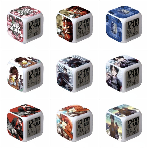 Attack On Titan Anime Colorful Color Changing Gift Creative Alarm Clock Child Alarm Clock Gift -a17