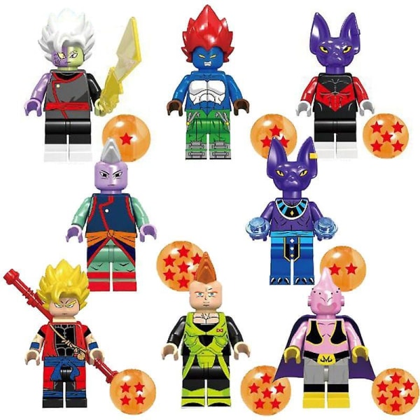 8pcs Anime Dragon Ball Z Building Blocks Guko Gogeta Beerus Majin Buu Action Figures Bricks Toys Children Gifts Kids Toys
