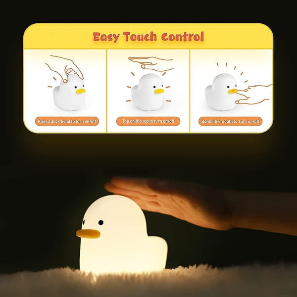 Led Duck Night Light Cute Animal Silicone Nursery Night Light