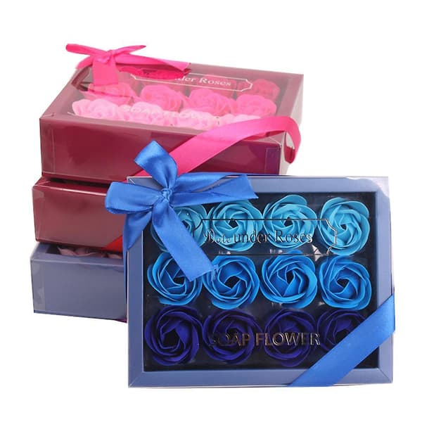 12Pcs Rose Soap Flower Handmade Rose Scented Bath Soap Pink