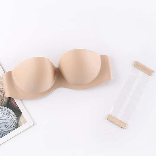 Strapless Bra Push Up Sponge Brassiere With Chargeable Back Strap Non-trace For Nude C