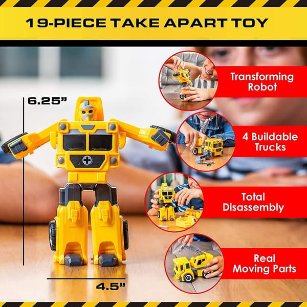 Byggebil Robotter til Børn, 4-i-1 Action Robot (19 Dele)