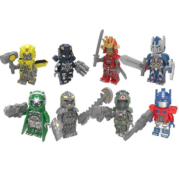 8pcs Deformed Robot Bumblebee Optimus Prime Inspector Child Puzzle Assembled Building Block Minifigure Toy