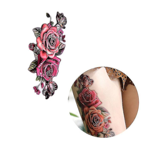 Mote Fake Midlertidig Tatoveringsklistremerke Rose Blomst Arm Kropp Vanntett Kvinner Kunst