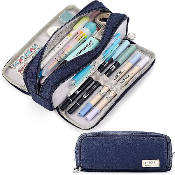 Large Capacity Pencil Case 3 Compartment Pouch Pen Bag For School Teen Girl Boy Men Women (yellow)