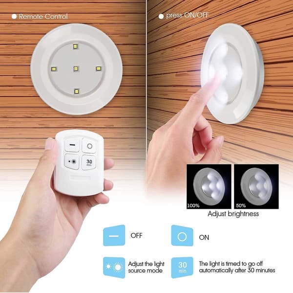 Wireless Led Puck Lights With Remote Control,battery Powered Lights For Night Light Under Cabinet Lighting,dimmable Closet Light, Touch Light,stick Up
