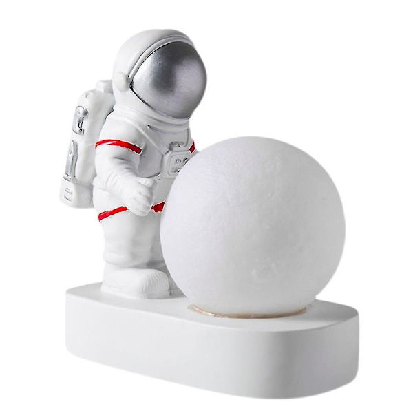 Kreativ Astronaut Natlampe Ornament LED Lys Skrivebordsindretning Sengelampe Silver