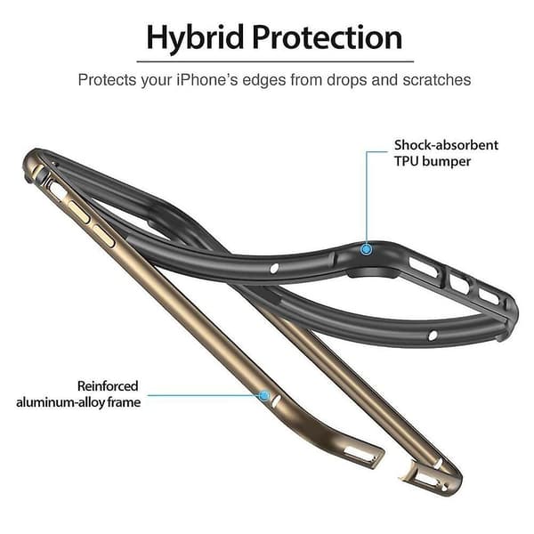 Bumper Case Compatible For 11 Pro, Metal Frame Armor With Soft Inner Gold