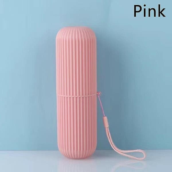 2pcs Portable Toothbrush Kits Case Toothpaste Cup Holder Protect Storage Box Travel Pink