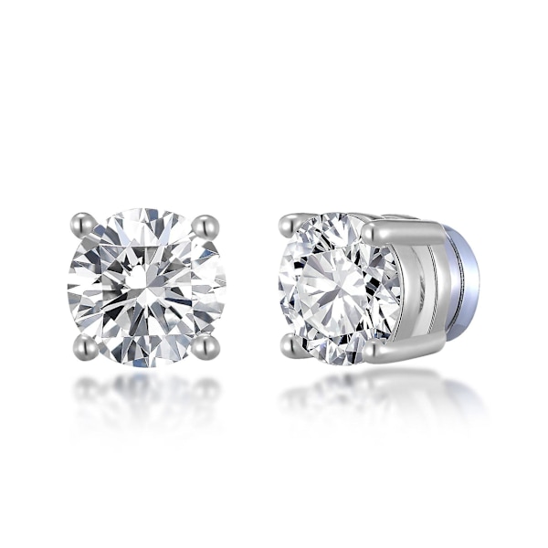 Sølvfarvede Runde Magnetiske Clip-On Ørestikker Skabt Med Swarovski Krystaller 10MM