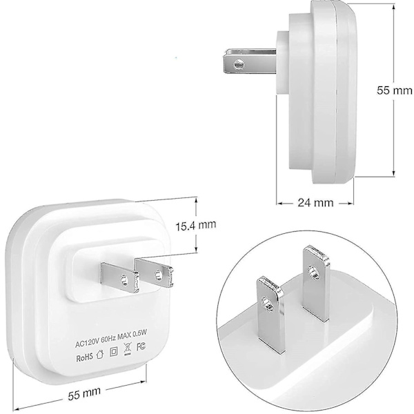 LED Nattlys, Plug-in 6 Pakning Smart Sensor, Nattlamper Egnet For Soverom
