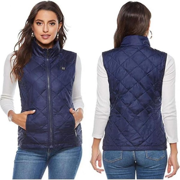 Women's Heated Vest With 4 Heating Zones, Neck Heating Jacket blue L