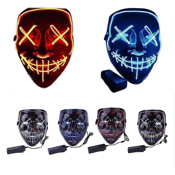 Halloween Clubbing Lysende LED Maske Kostume Rave Cosplay Party Purge 3 Modes Karneval Påskedag Ma SWPF blue
