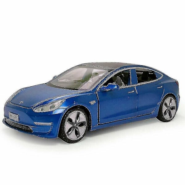 1:32 Tesla Model3 Legeringsmodel Med Lyslydeffekt Træk Tilbage Bilmodel blue