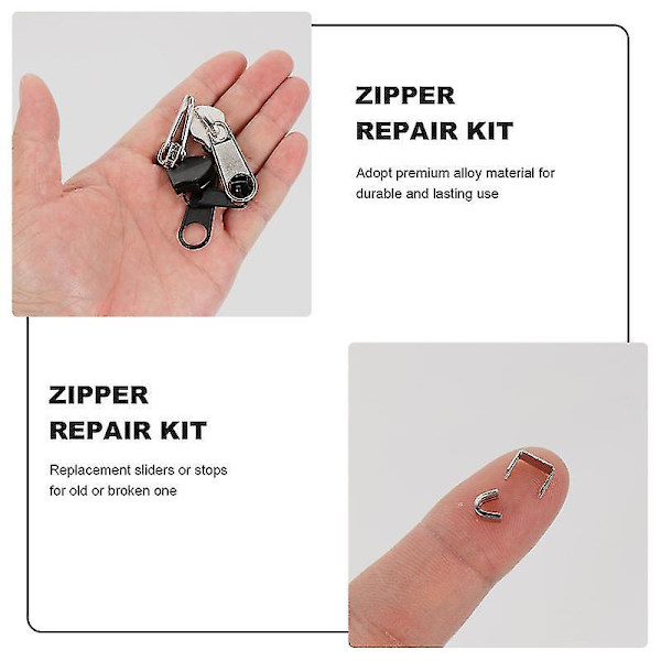 194pcs Zipper Replacement Kit Alloy Zipper Sliders And Stops For Clothing Repair