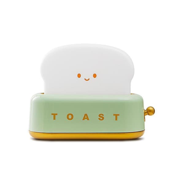 1pcs Creative Toast Night Light, Led Bread Maker Night Light,  Usb Charging, Dimming Bedroom Bedside Sleep Light Green