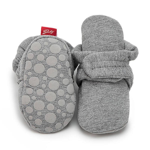 Baby Unisex Baby Sutsko, Økologisk Bomuld Justerbare Spædbarnssko Dark Grey 11cm