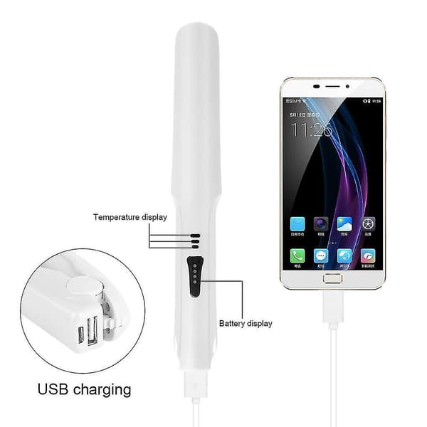 Mini Cordless Hair Straightener - Usb Rechargeable With Adjustable Temperature