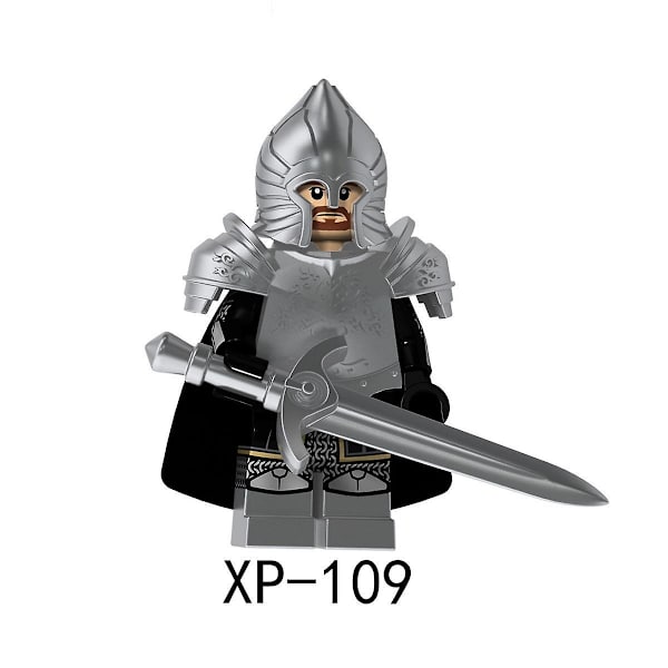 4 stk. Ringenes Herre Serie Samlede Byggeklodser Gondor Soldat Sølvmalede Minifigur Med Rustning