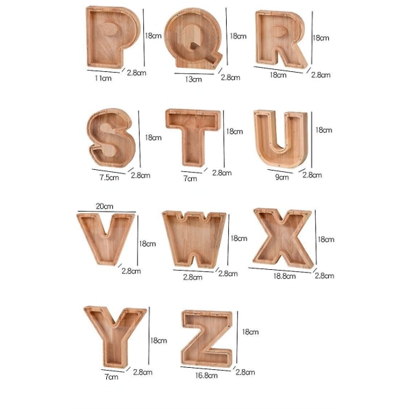 Wooden Piggy Bank Alphabet Cash Box Letters Coin Piggy Bank Kids Money Box I