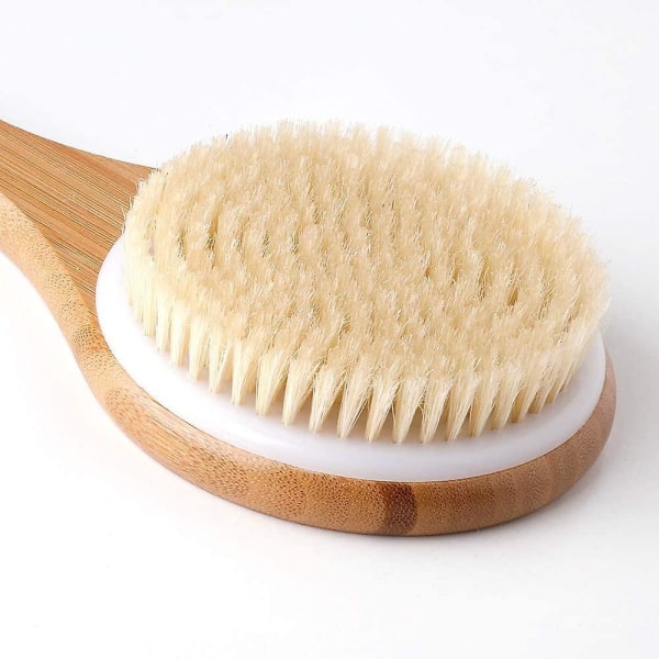 Bamboo Bath Brush - Long Handle - Natural Bristles - Exfoliating Massage