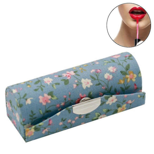 Lipstick Case,durable Leather Cosmetic Storage Set With Mirror,blue