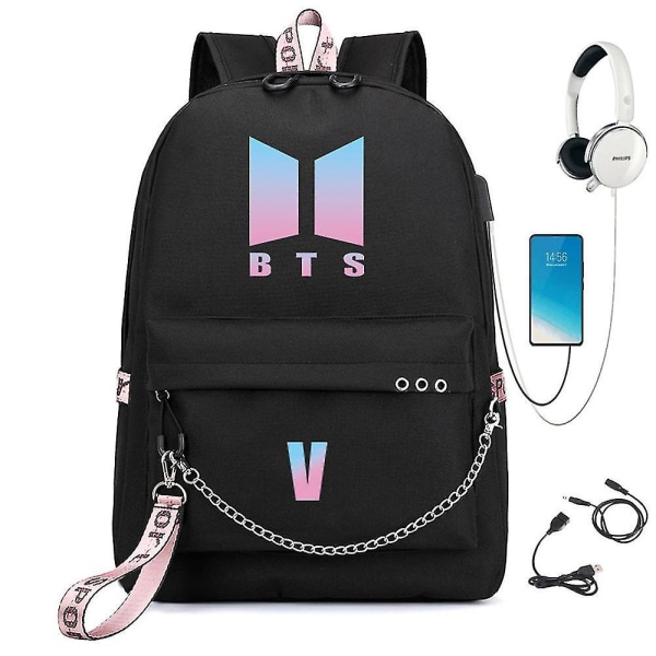 Bts Backpack Cute Usb Charging School Bag 7e46 | Fyndiq