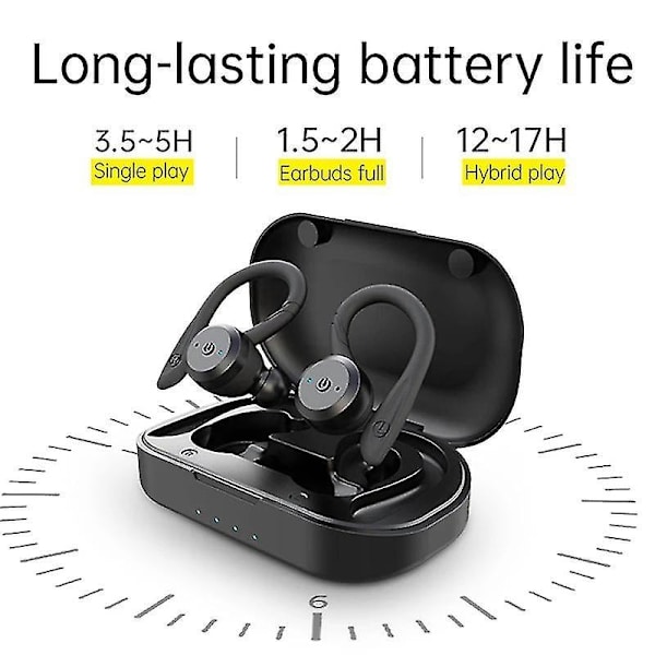 20 tunnin toistoaika Uimiseen Vedenpitävät Bluetooth-kuulokkeet Kaksinkertaiset Urheilu Langattomat Kuulokkeet Tws Ipx7 Stereokuulokkeet black