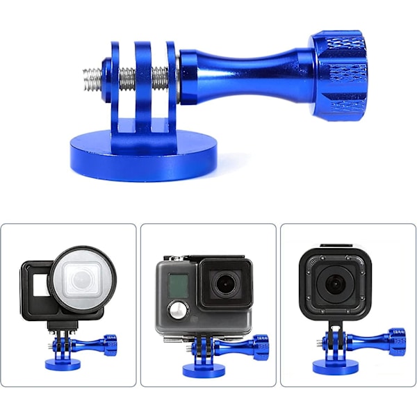 Tripod Adapter Aluminium, Gevindmonteringsadapter til Actionkameraer Blå