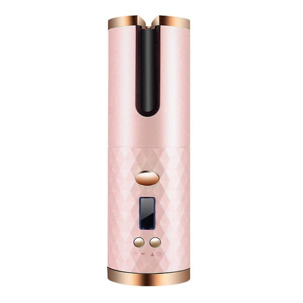 Curling Iron Lcd Display Usb Rechargeable Portable Cordless Automatic Hair Curler Styling Tools For Salon Pink