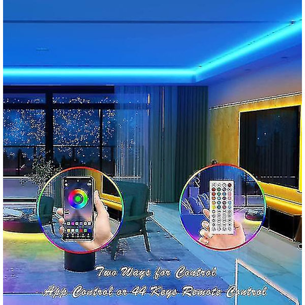 LED Strip Lys 20m Ultralange LED Lys Stripe Musikk Synkronisering, App Kontroll Med Fjernkontroll, LED RGB LED Lys For Soverom, DIY Fargevalg LED Tape Lys RGB 24V European
