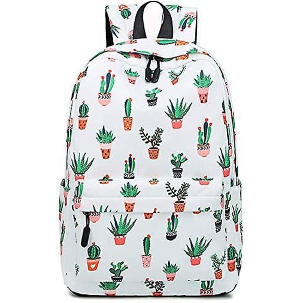 Girls Casual Backpack College Students Bookbag Purse Cactus Printed Travel Shoulder Back Pack