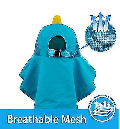 Kids Sun Hat Wide Brim Beach Hats With Adjustable Strap lake blue