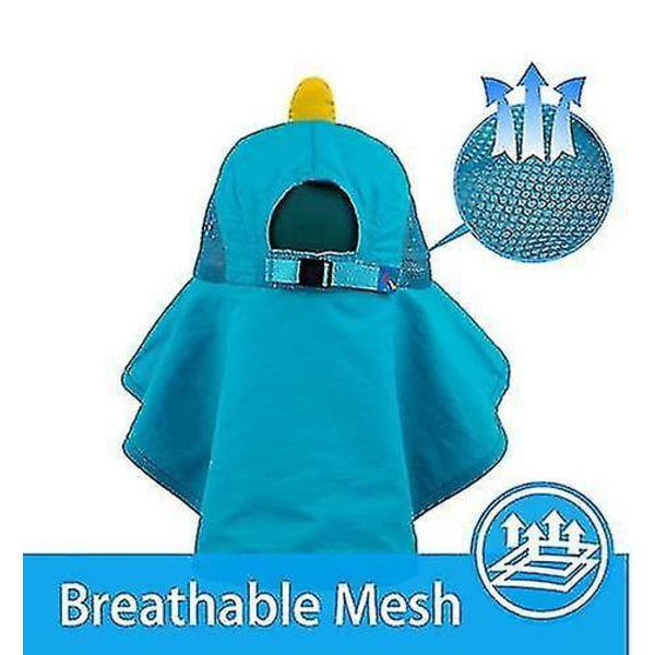 Solhatt for barn med bred brem og justerbar stropp lake blue
