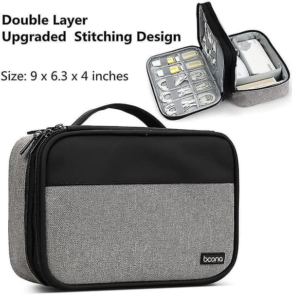 Electronics Organizer, Double Layer Electronic Accessories Cable Storage Bag, Travel Organizer Bag For Cable, Charger, H