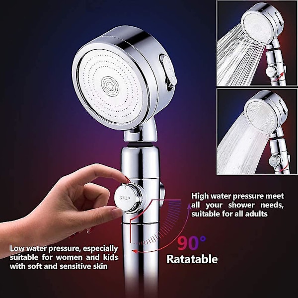 High Pressure Shower Headwith On/off Full Shutoff Push Button And Switch