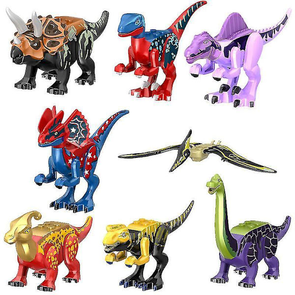 8 stk. Dinosaur Samle Byggeklodser