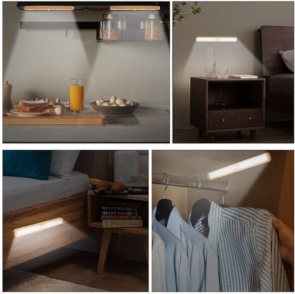 Skabslys med bevægelsessensor, genopladelig LED-strip til skabe uden strøm