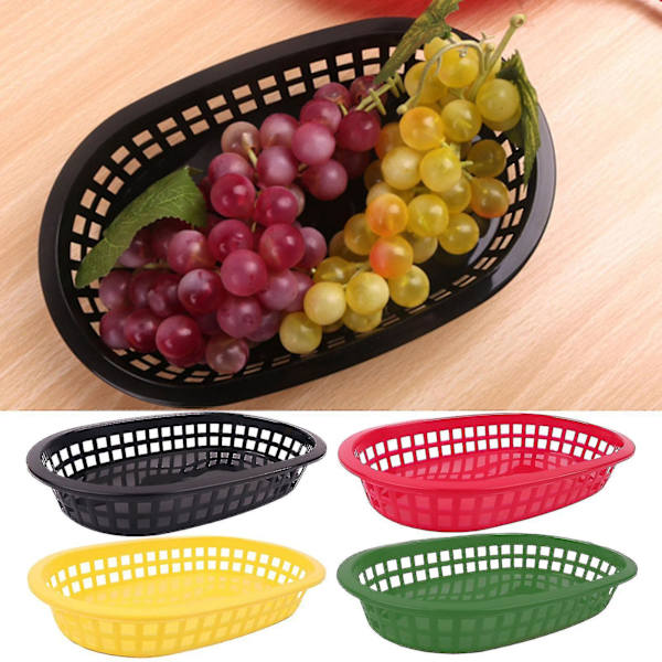 100 stk./50 stk. Madkurv Oval Form Service Plastik Pommes Frites Fastfood Opbevaringsplader Til Restaurant Yellow 50 Pcs