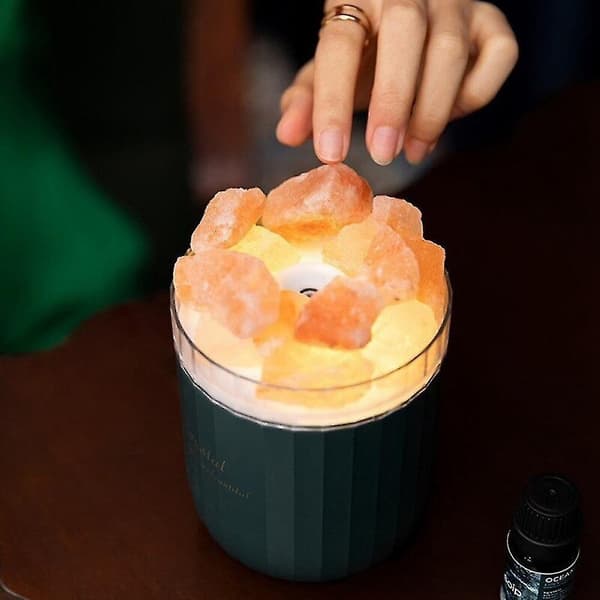 Bærbar USB Luftfukter Krystall Saltstein Aroma Olje Diffuser For Hjem Dekor Bil Skrivebord Luftrenser Sprøyte Krystall Diffuser Green