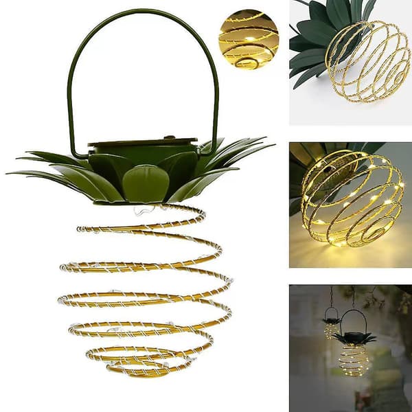 Solar Pineapple Light Iron Lantern Led Copper Wire String Lights Outdoor Waterproof Garden Decoration Hanging Lights