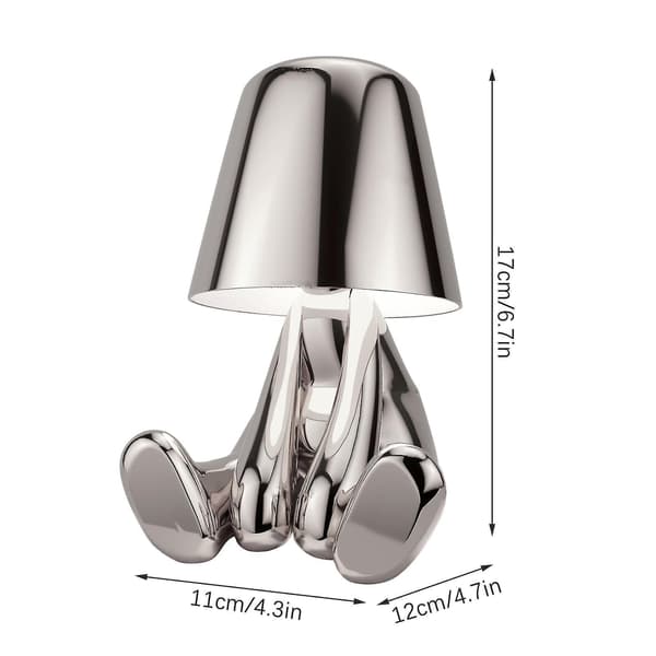 Lille Gylden Mand LED Bordlamper Touch Kontrol Dæmpbar Lampe Bar Natlys Silver