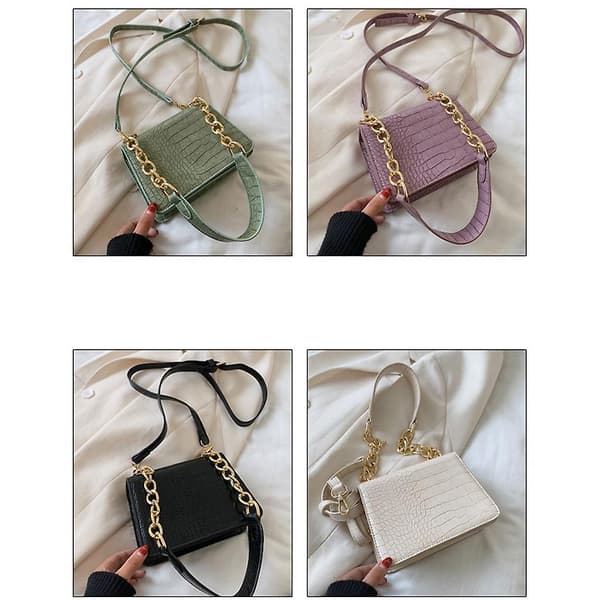 Firkantede crossbody-tasker i PU-læder til kvinder, vandtætte messenger-skuldertasker White
