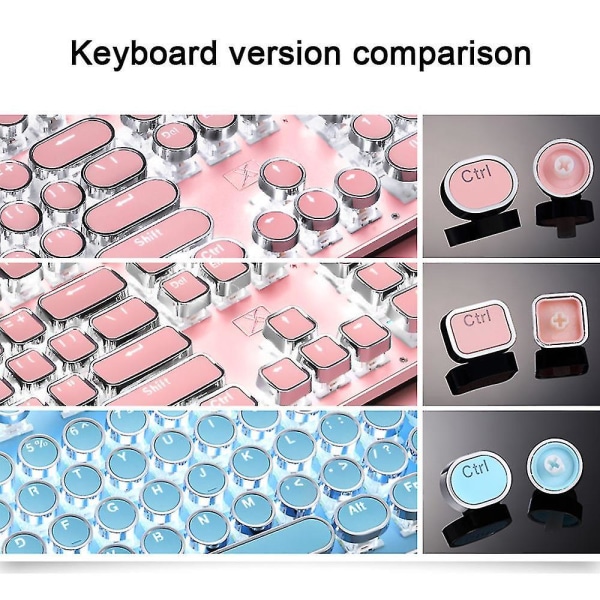 Retro Mechanical Gaming Keyboard 104 Key-led Backlit Keyboard Mechanical pink