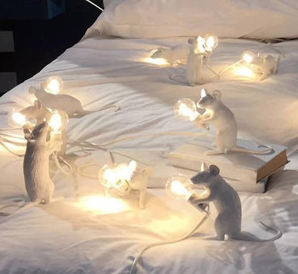 Animal Rotte Mus Bordlampe Hvit Ns2 US Plug Standing rat