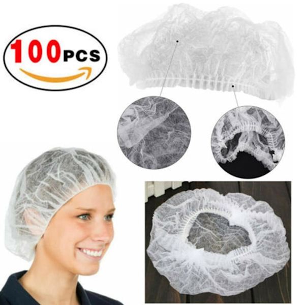 100pcs/lot Disposable Shower Caps Hat Non-woven Shower Caps One-off Bathing Elastic Shower Cap Bath Caps Solid Color