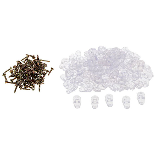 100pcs Plastic Glass Retainer Transparent Mirror Cabinet Fix Clips