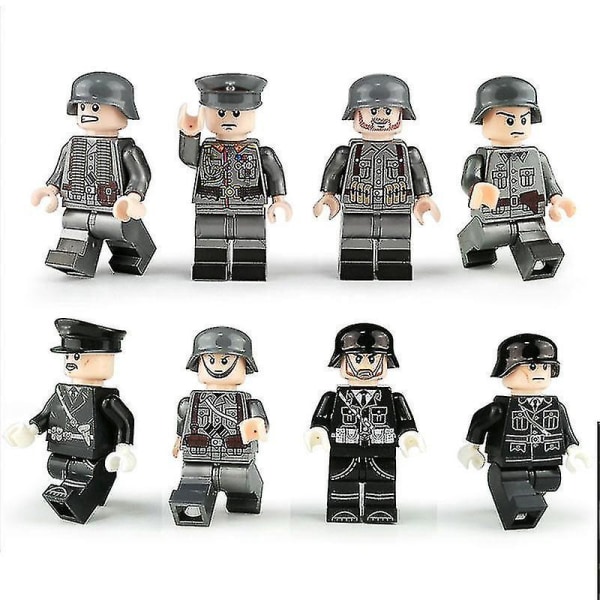 2023-8pcs Military Building Blocks Minifigure 2 Station German Officers And Soldiers Building